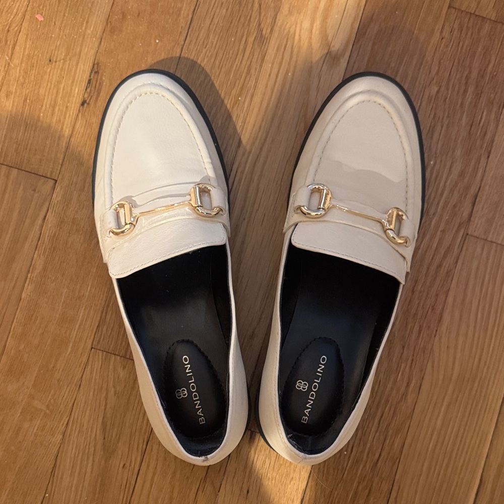 Bandolino Ivory Loafers with Gold Detail